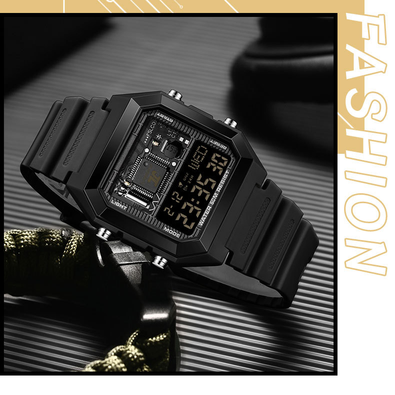 Sanda 6216 Square Waterproof Sports Digital watch for Men Students