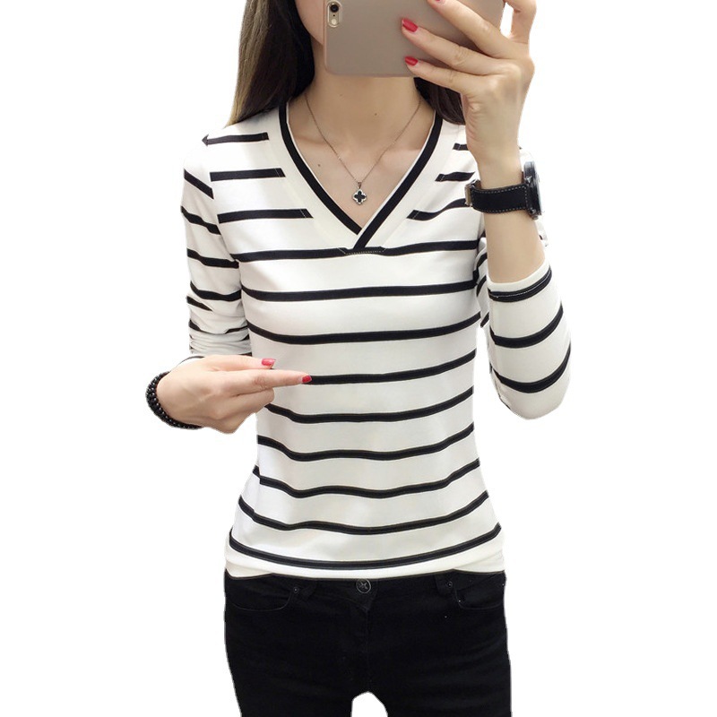 Korean Style Women’s V-Neck Long Sleeve Top – Casual Slim Fit Bottoming Shirt for Everyday Wear - Image 2