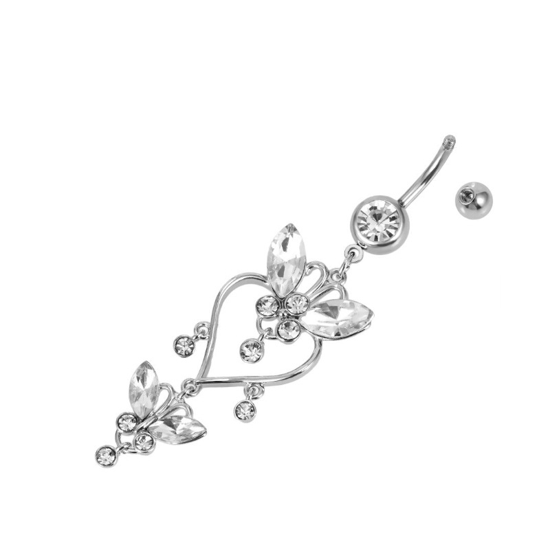 Butterfly Heart Zircon Minimalist Navel Piercing Jewelry
