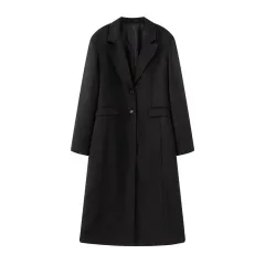 European And American Style French Design Fashion Casual Simple Suede Overcoat - Black - View 1