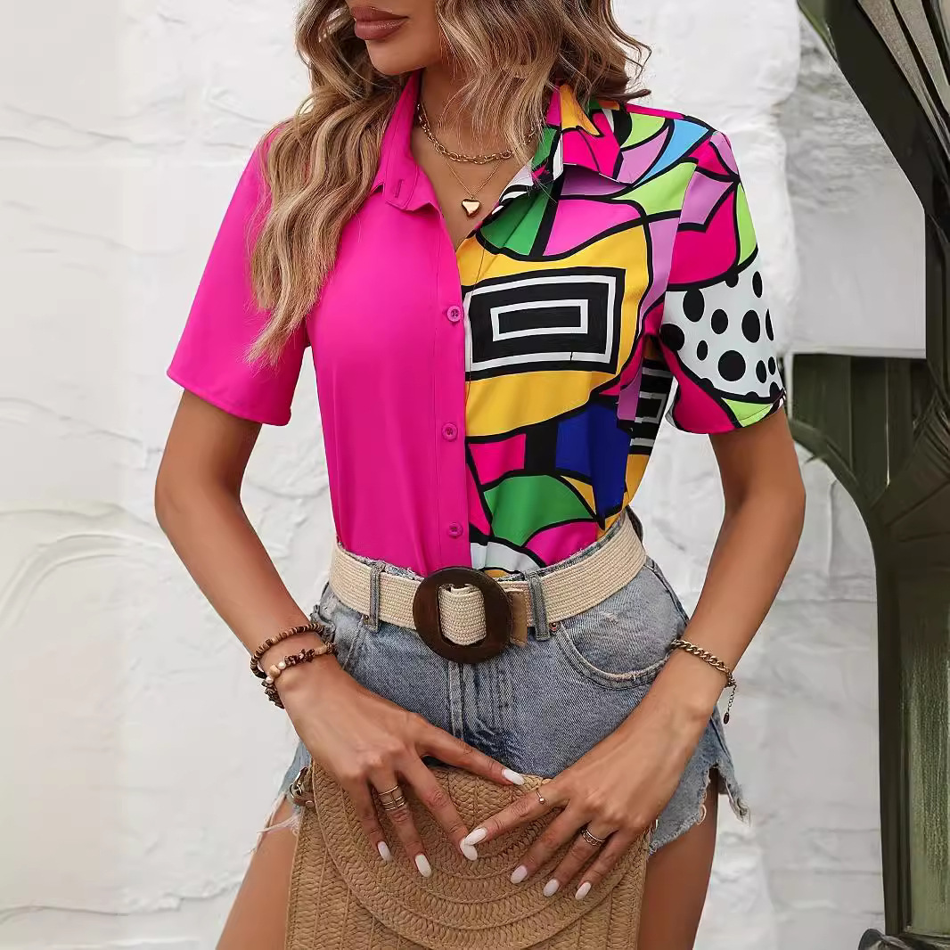 Womens Fashionable Casual Short-sleeve Asymmetrical Top