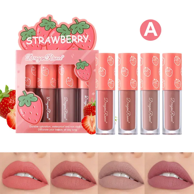 Velvet Matte Non-fading Nonstick Cup Fruit Lip Glaze Set