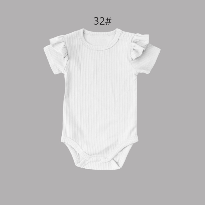 Solid-color manga curta Onesie para recém-nascidos e bebês