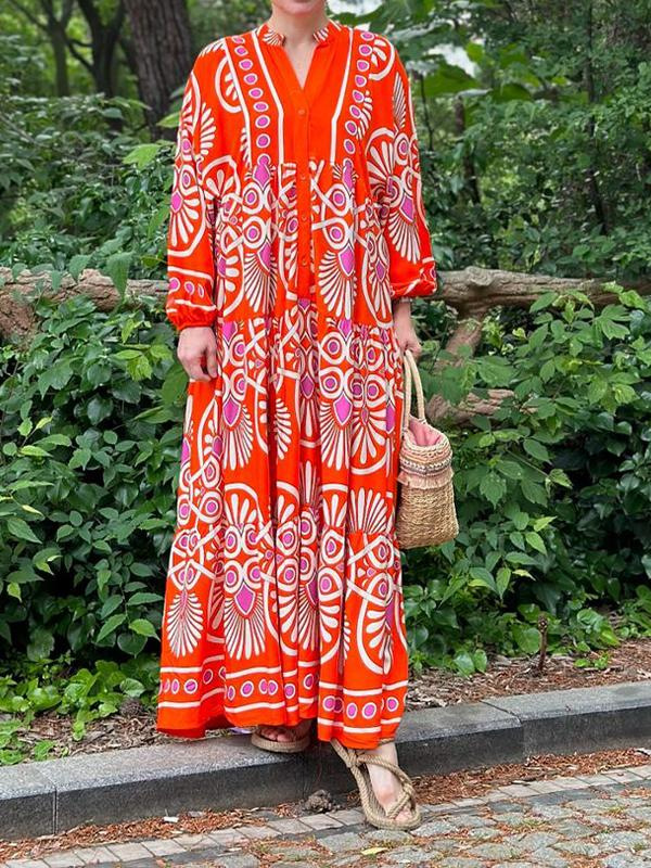 Womens Loose Fashionable Floral Dress With 3D Digital Print