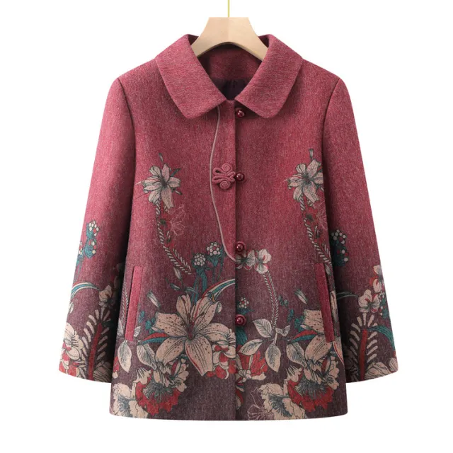 Middle aged And Elderly Fashionable Early Autumn Coat Women's Lapel Autumn Clothes Red - Shop at LoveMi