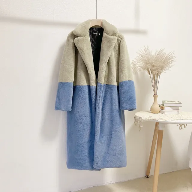 Fur Coat Extended Plus Size Women Bean Green Spell Haze Blue - Shop at LoveMi