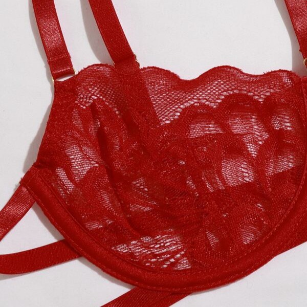 Three-point Teaser Transparent Tempting Bed Pajamas Suit With Steel Ring