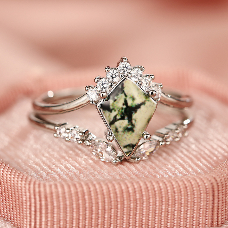 Geometric Zircon Inlay Ring, picture 3 of 3