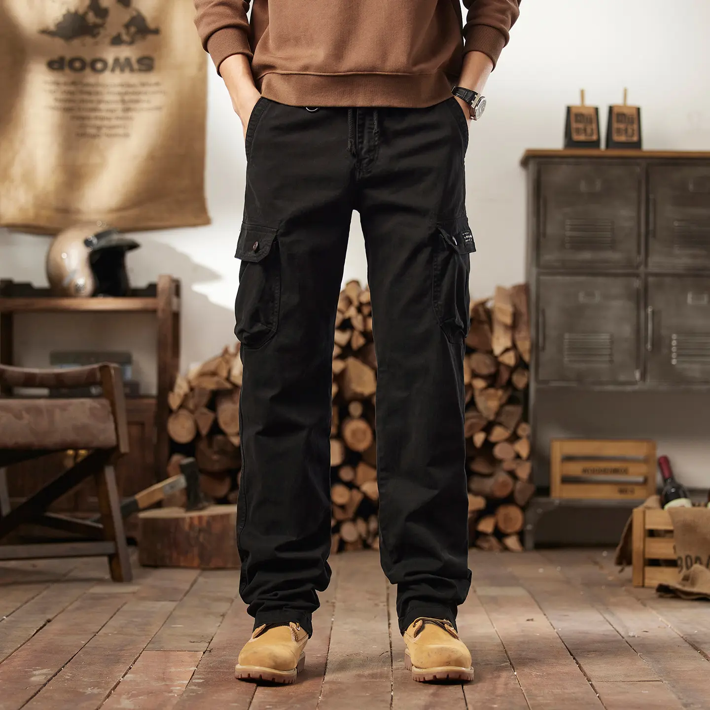 Men's Outdoor Loose Straight-Leg Multi-Pocket Athletic Casual