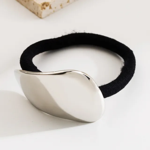 European And American Metal Glossy Surface Elastic Hair Ring Silver Square - Shop at LoveMi