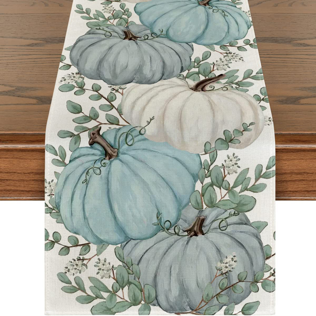 Thanksgiving Pumpkin Printed Linen Table Runner (1