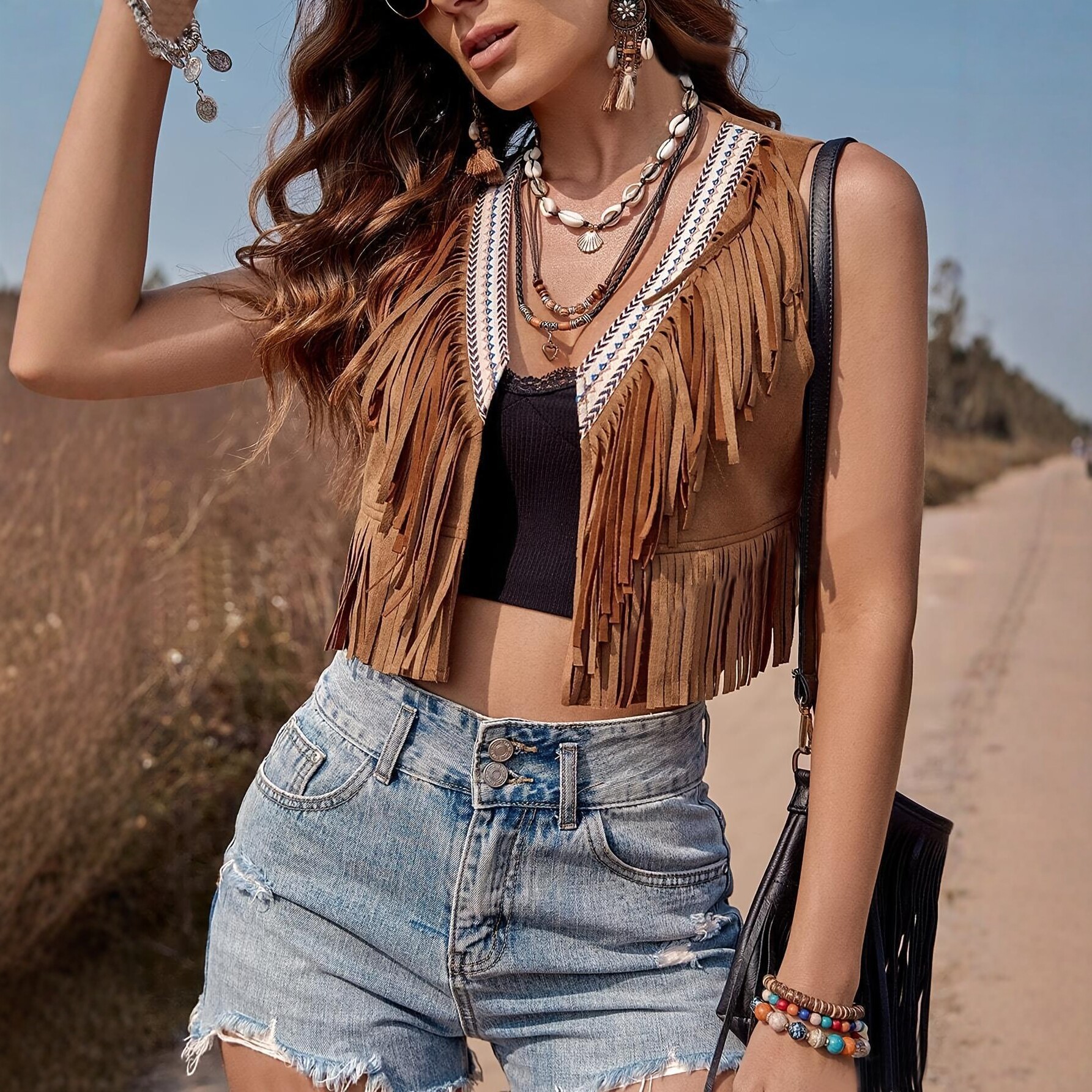Sleeveless Cropped Vintage Cardigan Jacket