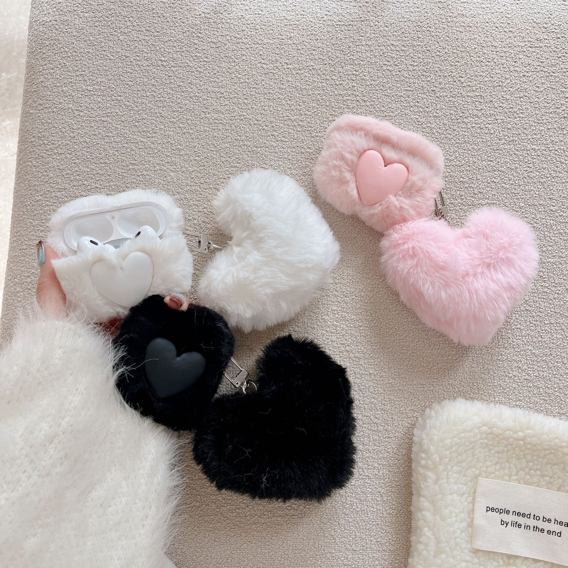 Plush Loving Heart Bluetooth Headphone Case