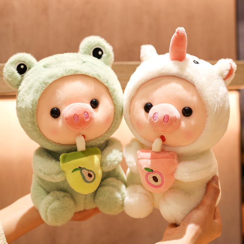 Transform Into A Milk Tea Pig Plush Toy Cute Little Bunny