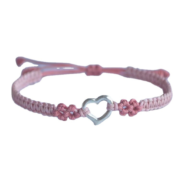 Heart-beating Heart-loving Peach Blossom Woven Hand Strap Simple