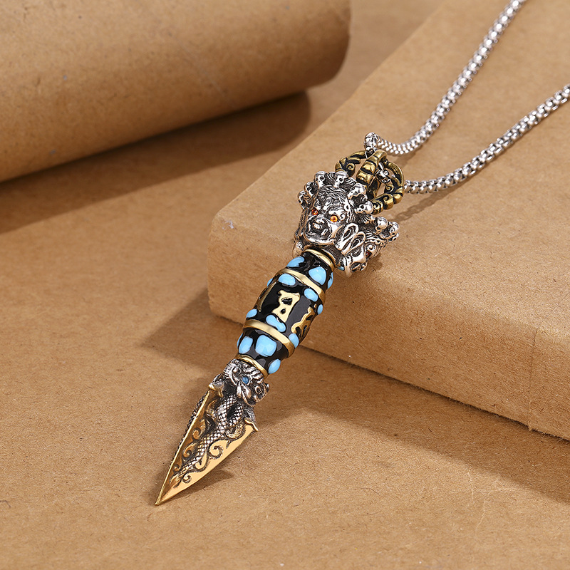 Men's Necklace Domineering Personalized Rotating Dzi Pendant