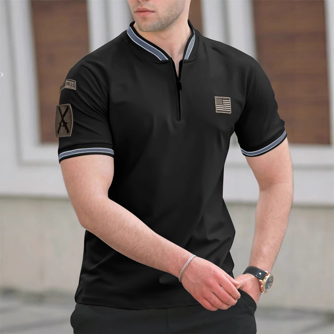 Casual Stand-Up Collar T-Shirt Men's Polo Shirt 2