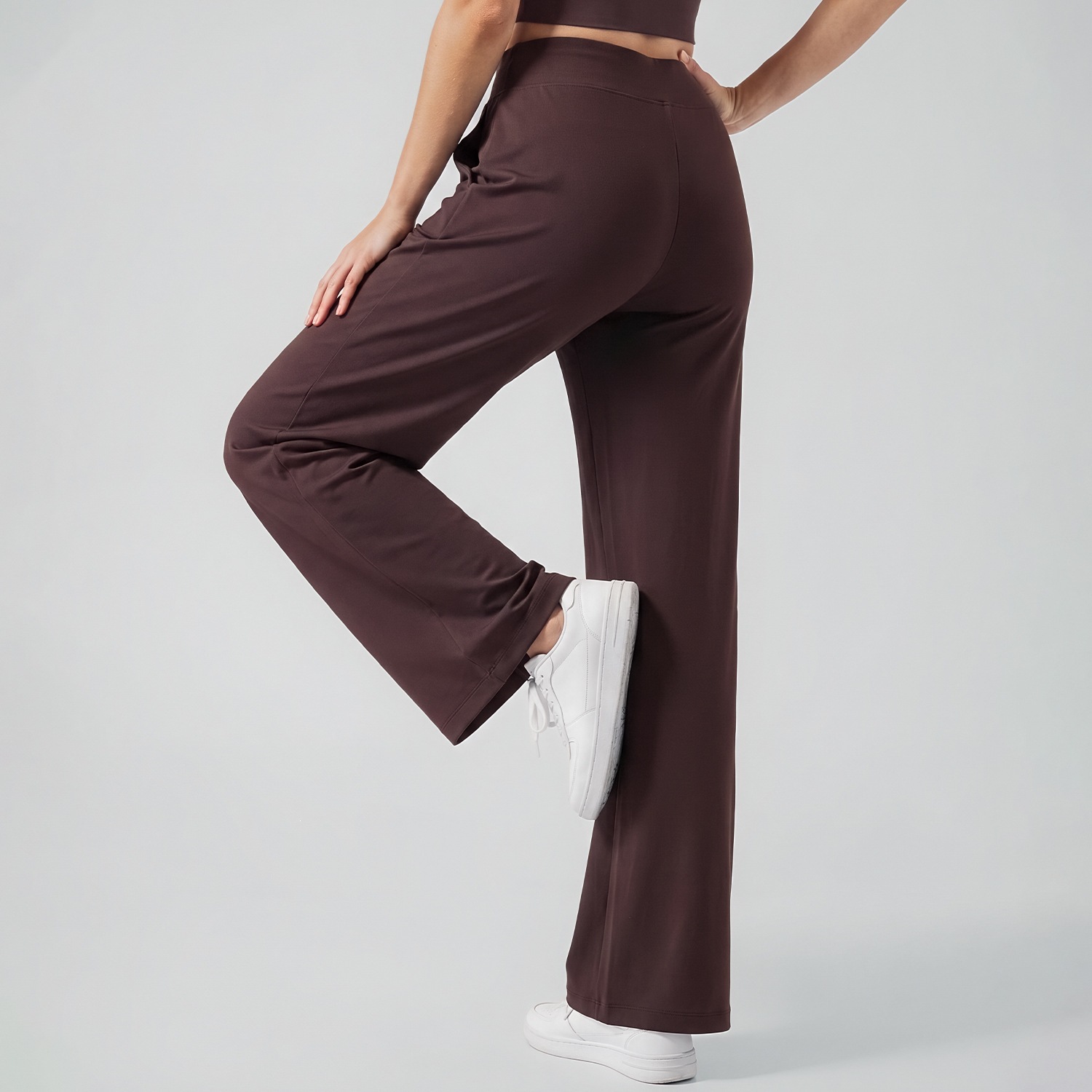 Womens High-Waisted Drawstring Wide-Leg Yoga Pants 5