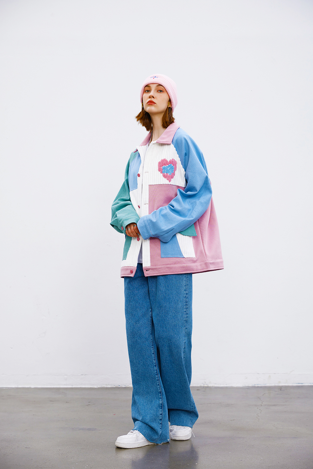 Women's Irregular Color Matching Love Coat