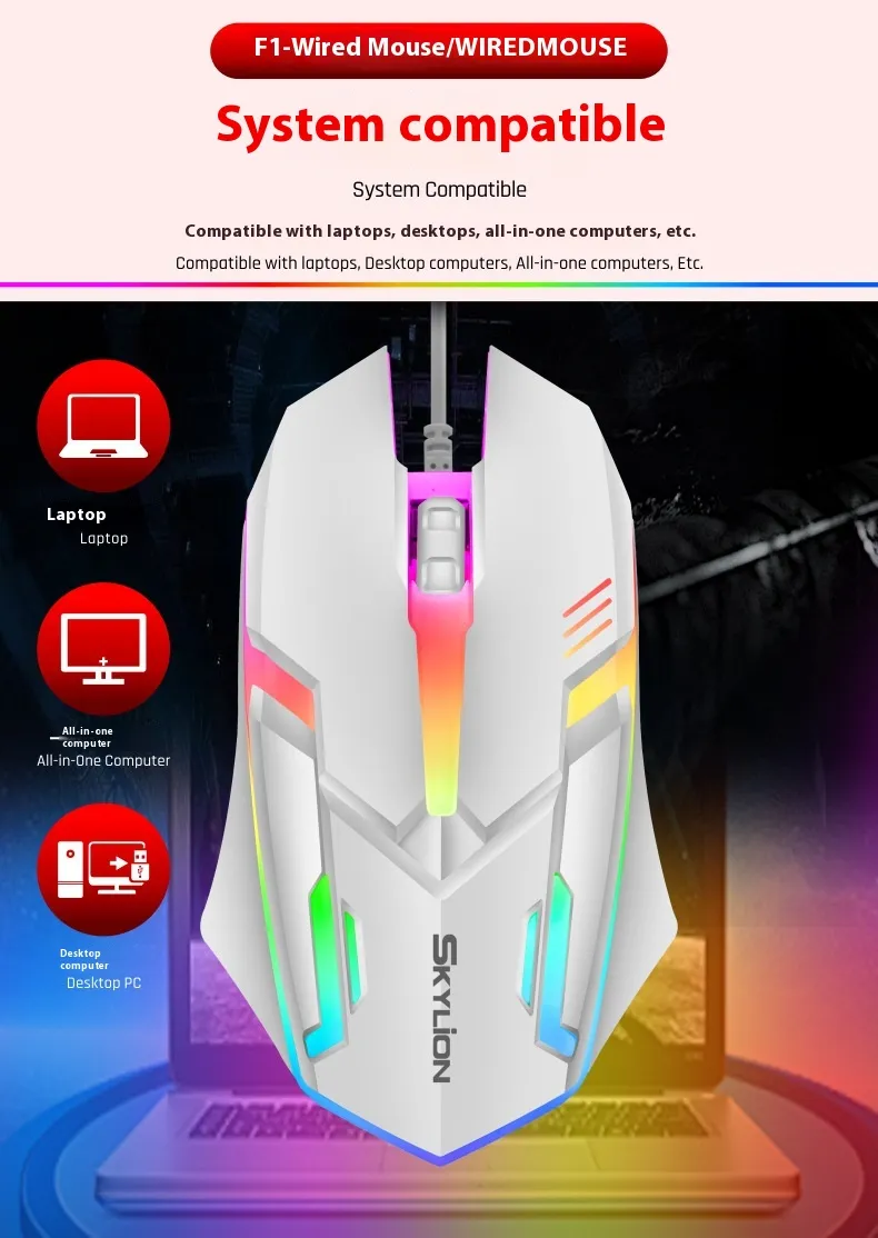 Wired Luminous Mouse Office Home Games USB Desktop Computers And Laptop Universal PlayerUnknown's Battlegrounds – image 6