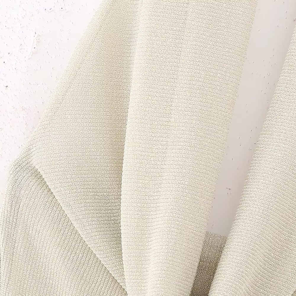 Halter Swing Collar Metal Knitted Backless Evening Dress