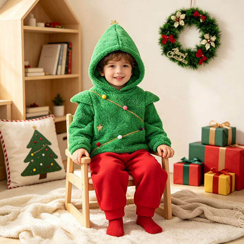 Children's Christmas Tree Costume Set Christmas Party Cosplay Outfit