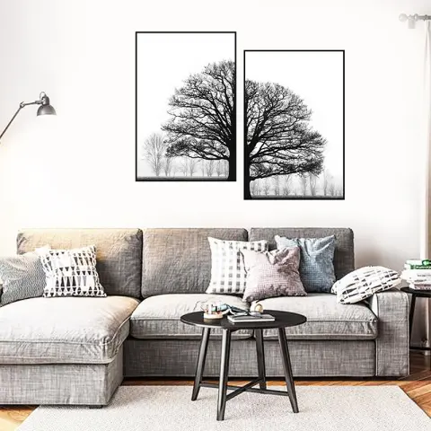Black and White Winter Trees Modern Sofa Background Wall