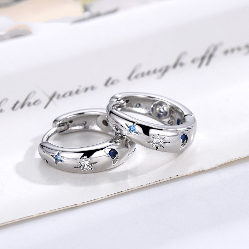 Pattern Shiny Zircon Inlaid Hoop Earrings