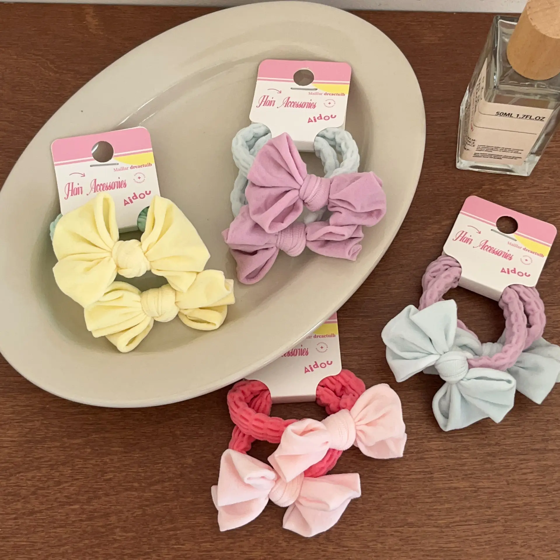 Macaron Bow Towel Ring Hair Rope Does