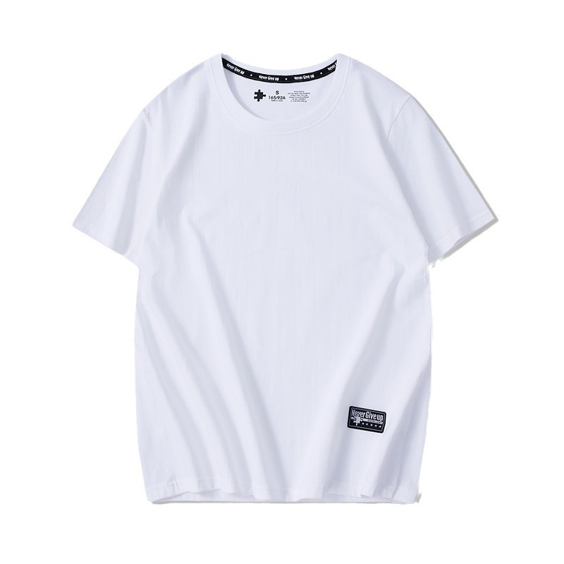 Drop-Shoulder Pure Cotton Short-Sleeve Unisex Solid-Color Blank Shirt