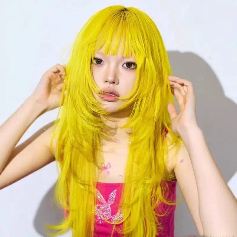 Creative Solid Color High-end Cute Full-head Wig