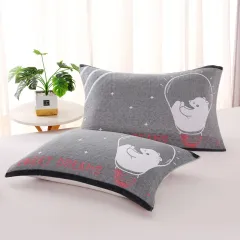Three-layer Blended Gauze Pillow Cover Cotton Printed Towel - Cute Pet Grey Under Light - View 1