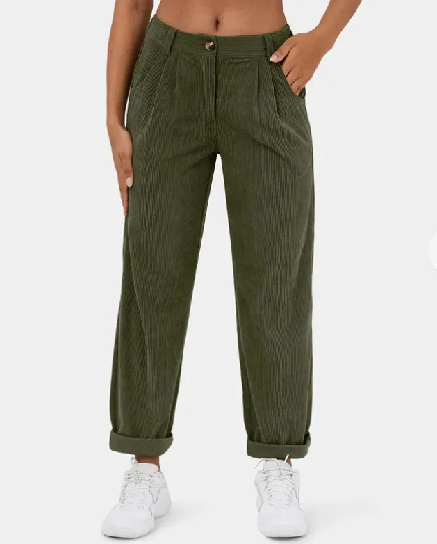 Women's High Waist Casual Pants Solid Color Loose Straight Trousers Army Green - Shop at LoveMi