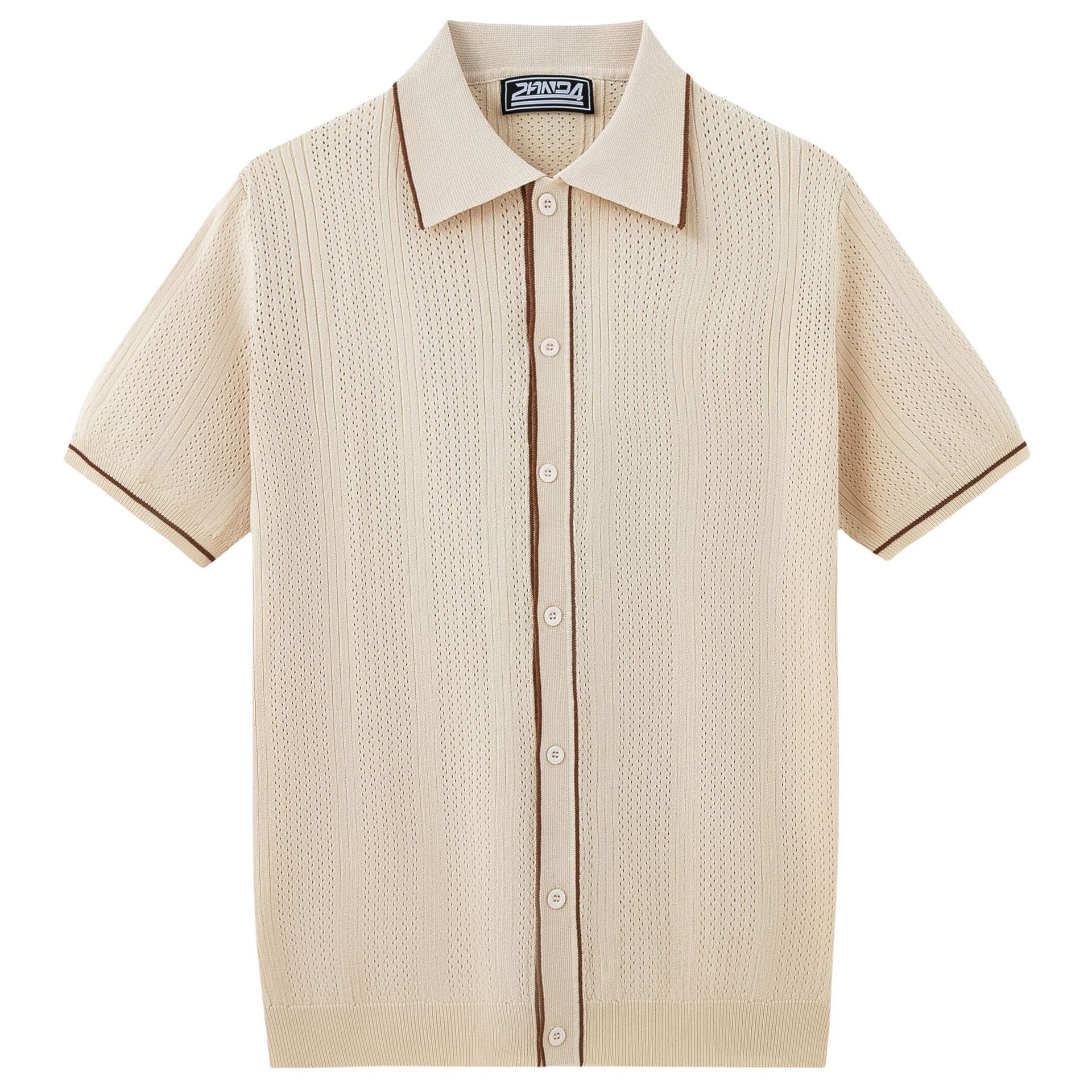 Men's Short-Sleeve Knit Top Cardigan Polo Shirt