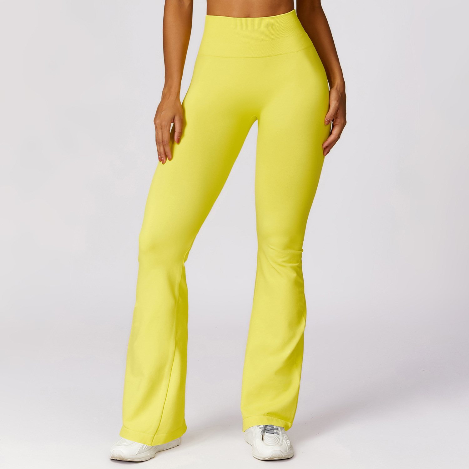 Wide Leg Tight Seamless Hip Lifting Yoga Bell bottom Pants Lemon Yellow - Shop at LoveMi