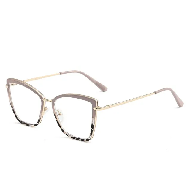 Cat Eye Photochromic Anti Blue Ray Plain Glasses Fashion Khaki - Shop at LoveMi