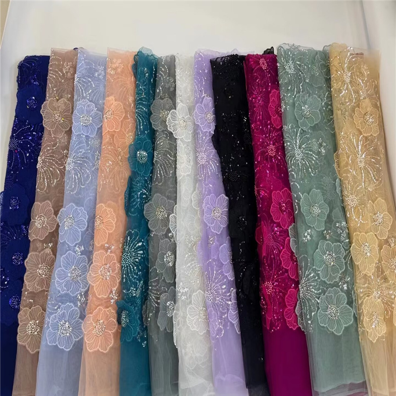 Three-dimensional Embroidered Mesh Fabric Sequin Bead Tube Embroidery - Image 10