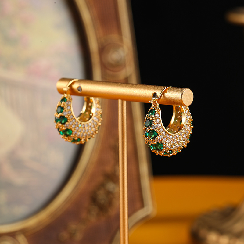 Womens French-style Fashion Micro-pave Zircon Hoop Earrings