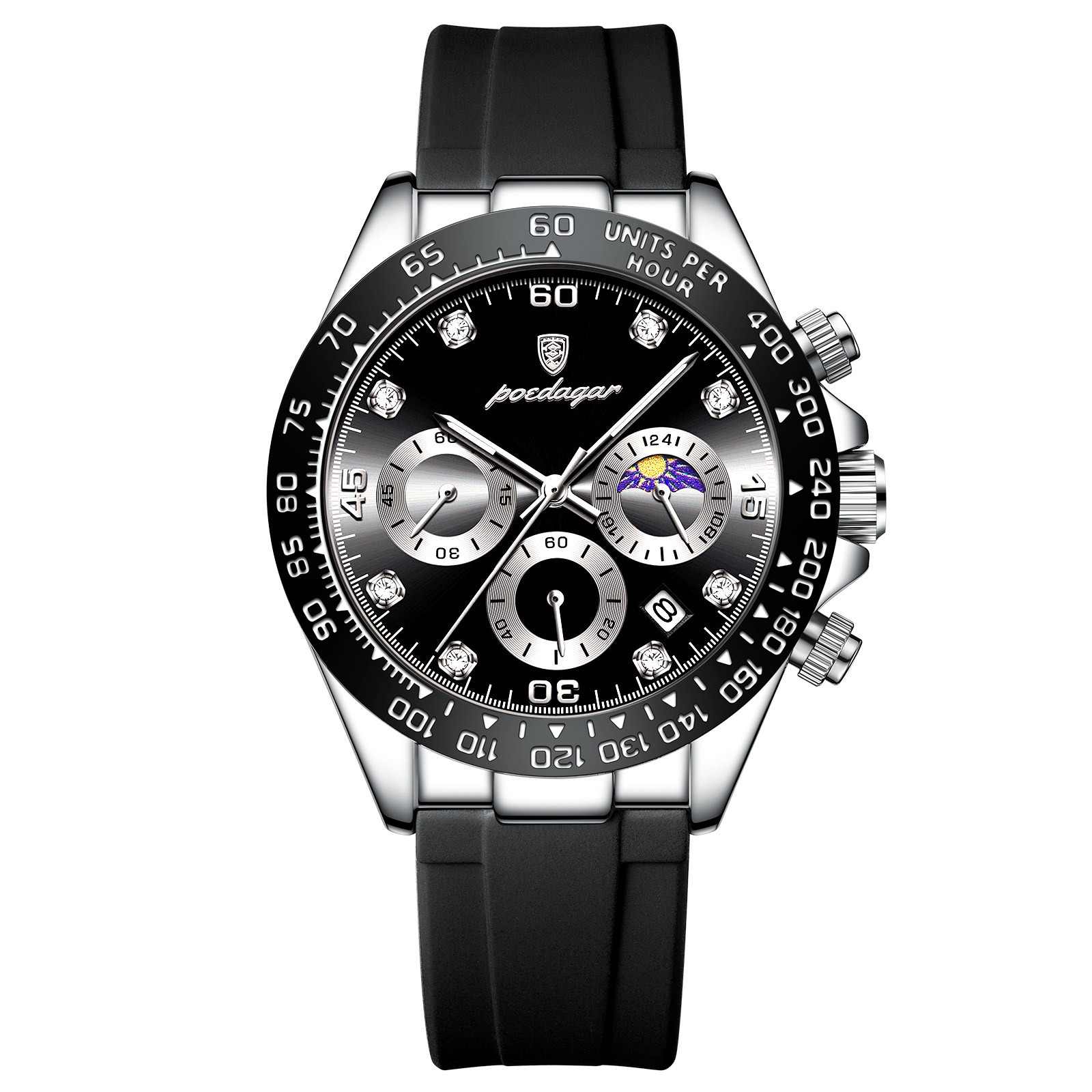 41mm Full Chronograph Wasserdicht Silikonband Herrenuhr - Bild 5 von 6