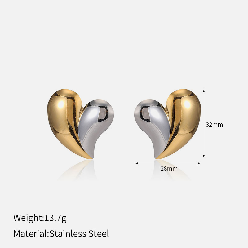 Stainless Steel Contrast Color Room Gold Earrings