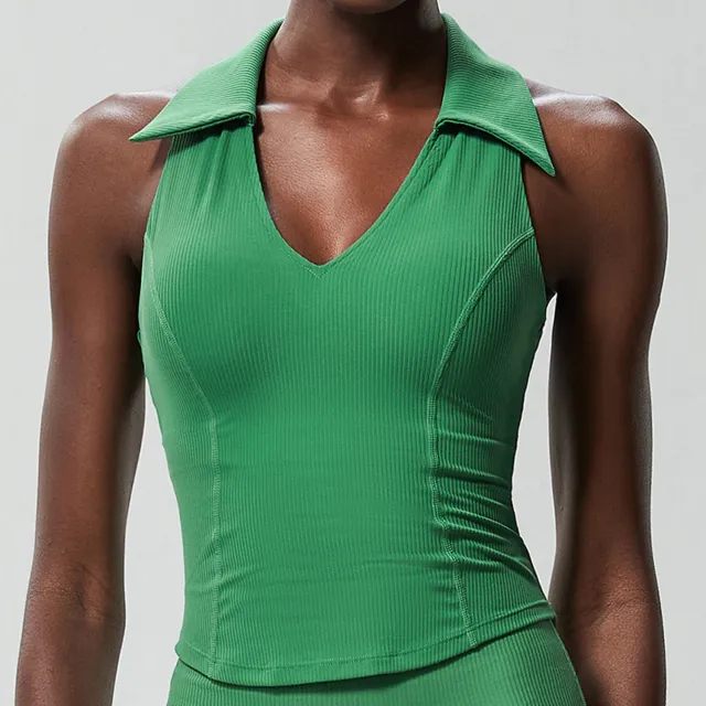 Shockproof Quick drying Plus Size V neck Sports Top Green - Shop at LoveMi
