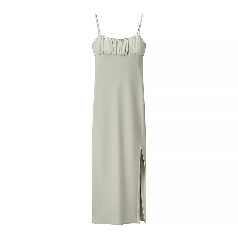 Silk Satin Textured Underwear Sleeveless Sling Dress
