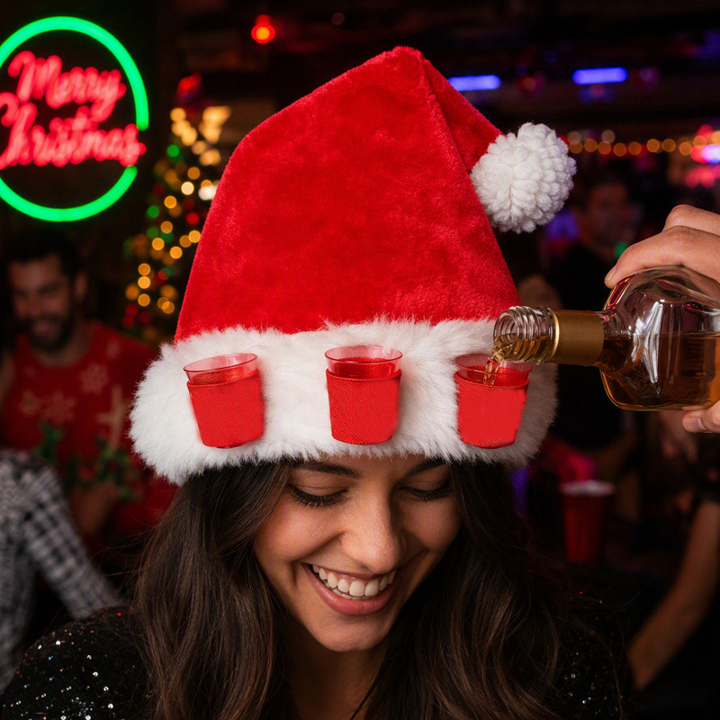 Christmas Red Plush Hat For Adults