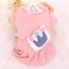 Pet Fleece-lined Thickened Double-layer Plush Two-leg Cotton-padded Coat - Crown Pink - View 1