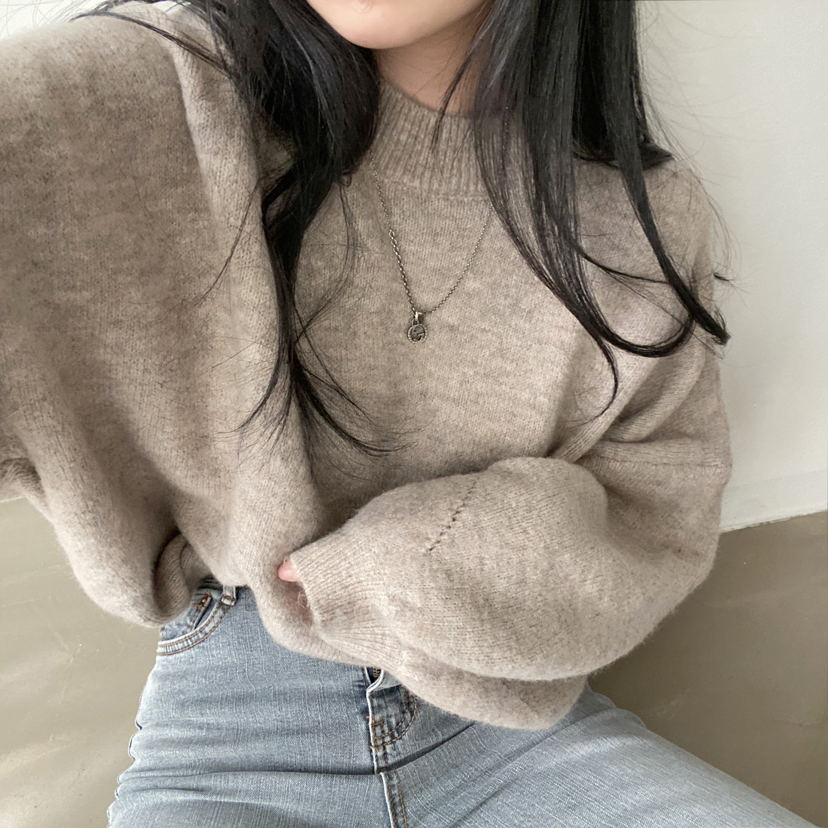 Idle Style Korean Style Mid-length Super Soft Slit Hemline At Hem Knitwear Women's Sweater
