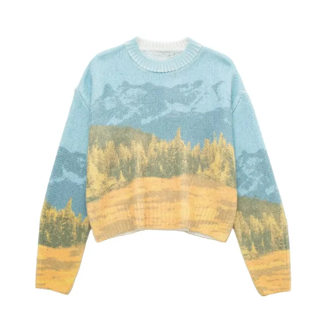 Women's Jacquard Sweater With Landscape Pattern - Shop at LoveMi