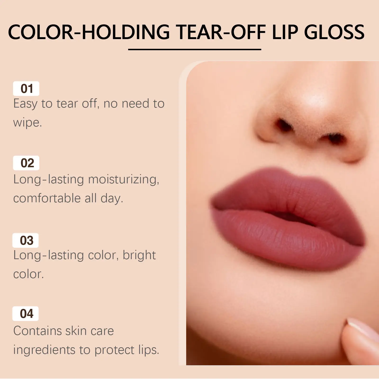 Color Holding Tear And Pull Lip Gloss Moisturizing No Stain On Cup