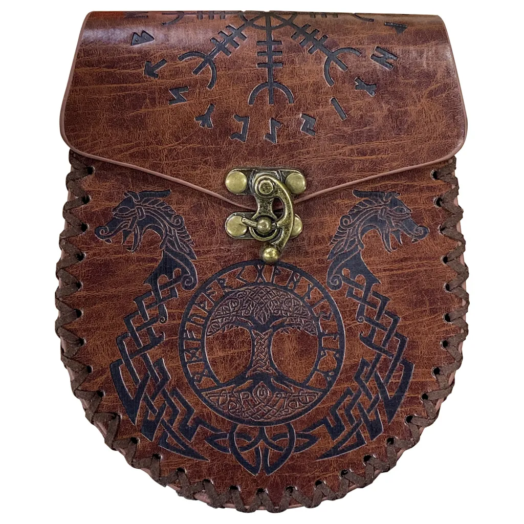 Viking Style Medieval Hanging Belt Coin Purse Vintage Belt Bag - Brown