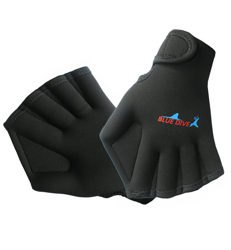 Neoprene swimming paddling duck feet gloves (black-average