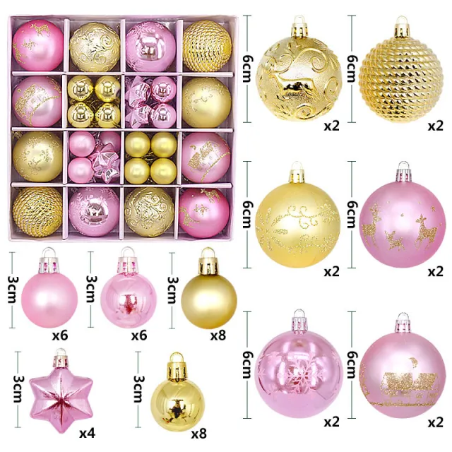Christmas Ball Ornament Gift Box Set Painted Electroplated Pink Gold - Shop at LoveMi